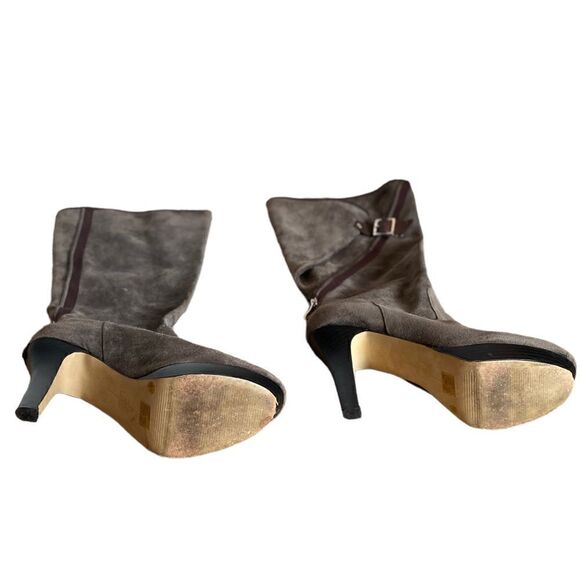 Jessica Simpson Knee High Gray Leather Zippered Boots Size 9.5 - Picture 3 of 7